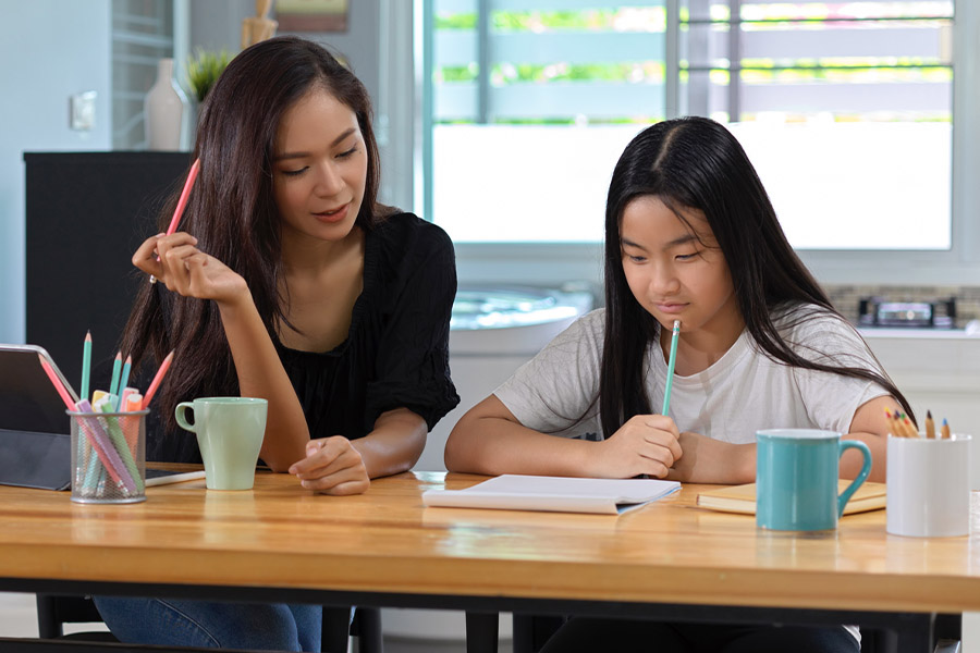 student and tutor together at a desk in Sacramento